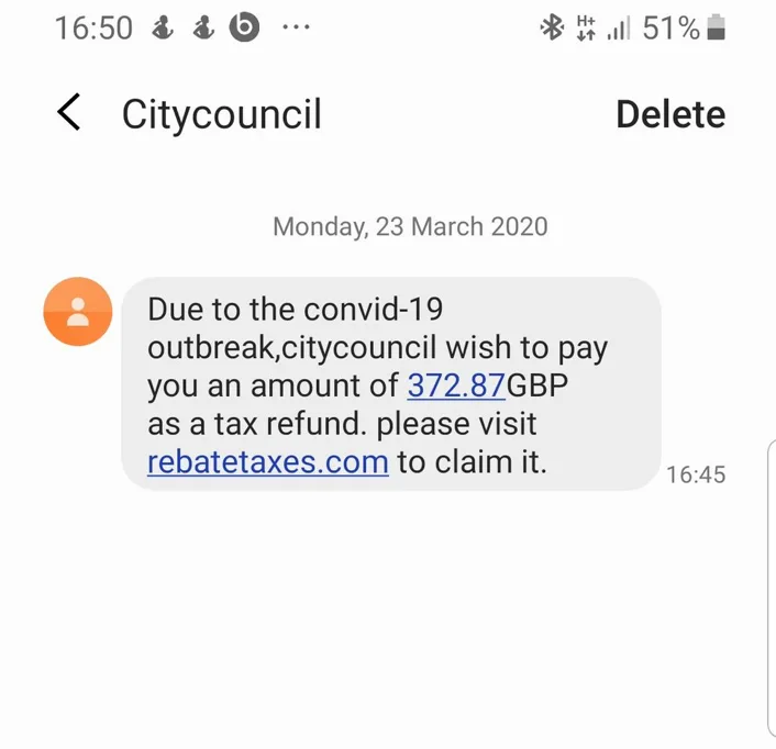 Tax refund message