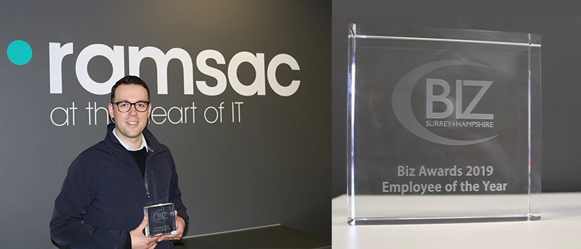 ramsac celebrates with the Surrey and Hampshire employee of the year 2019