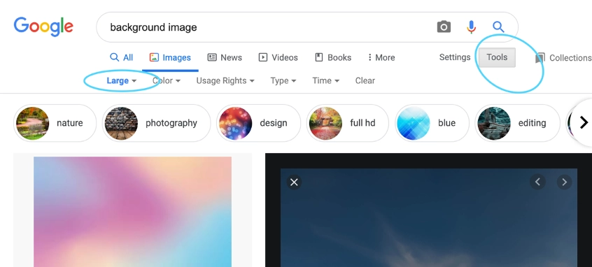 search Background image on Google