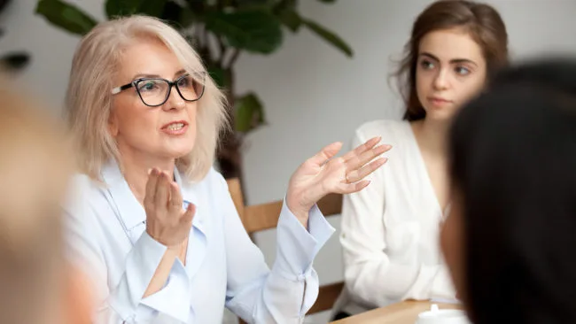 group of business people having meeting