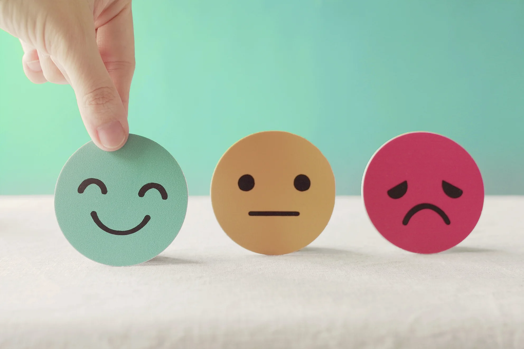 Hand Choosing Happy Smile Face Paper Cut Good Feedback Rating