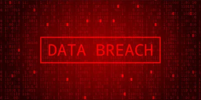 Digital Binary Code On Dark Red Background. Data Breach