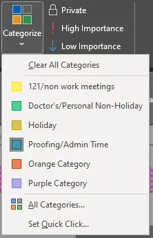 Outlook Categories