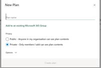 Adding a new plan in Microsoft Planner