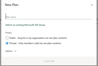 Adding a new plan in Microsoft Planner