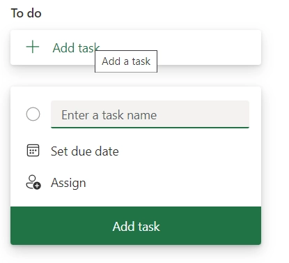 adding a task in Planner