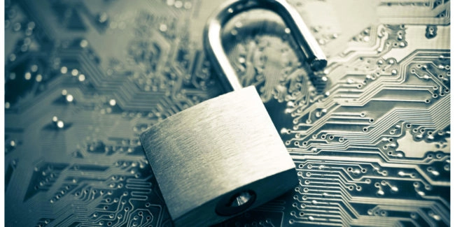 Cybersecurity lock on motherboard
