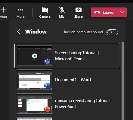 Different screens in Window mode