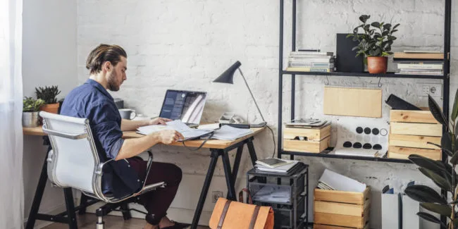 Person working remotely from their home