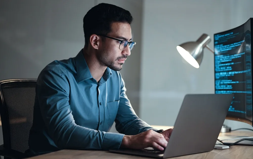 A person working on a laptop