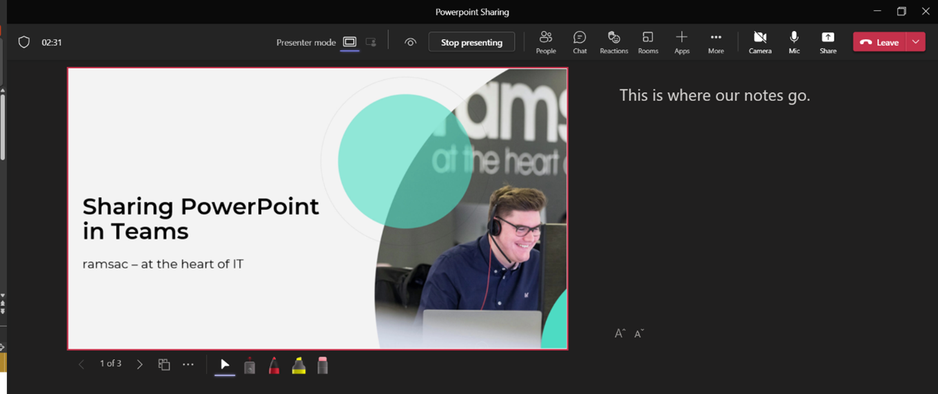 share powerpoint presentation in teams