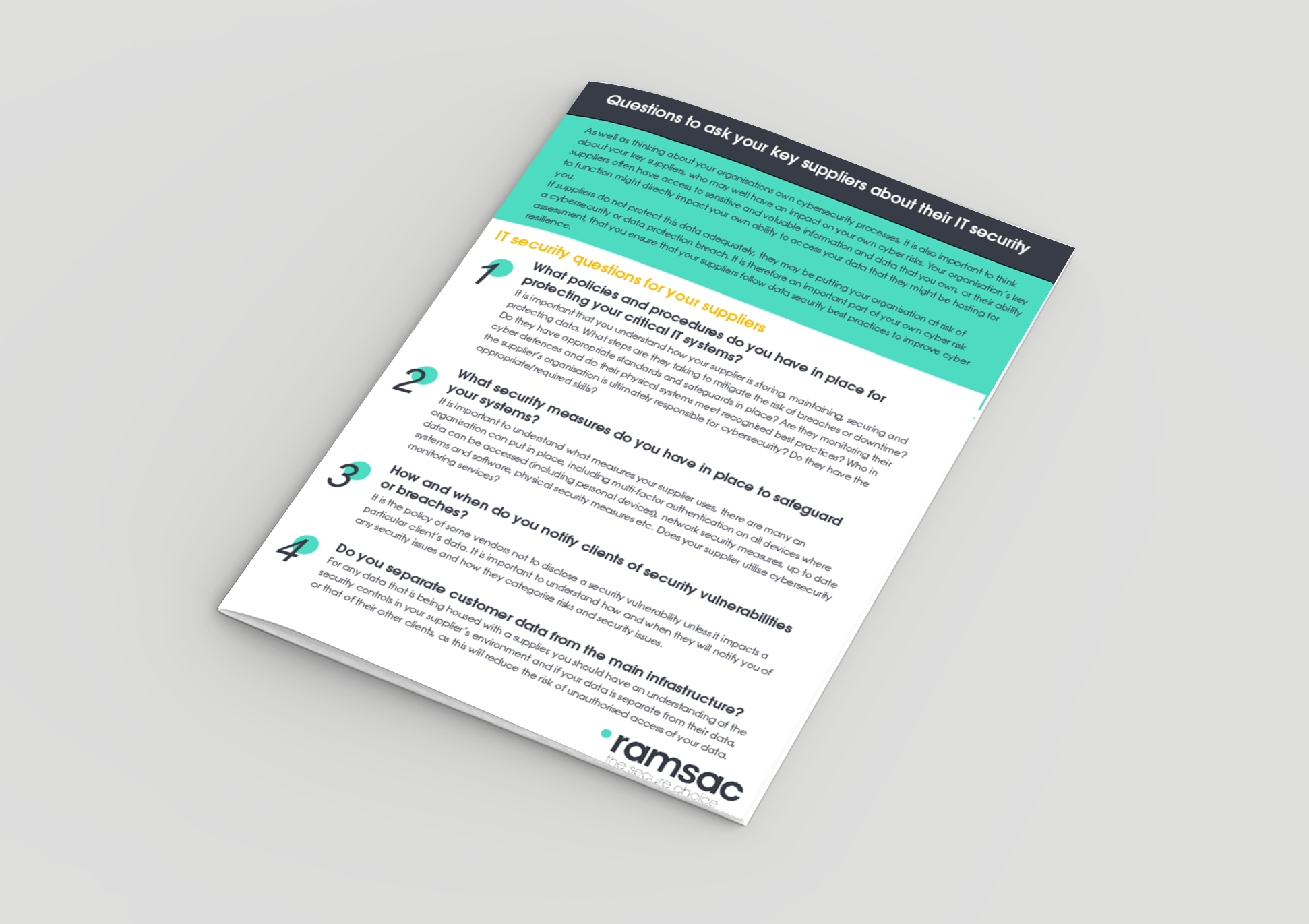 IT Security Questions for Key Suppliers